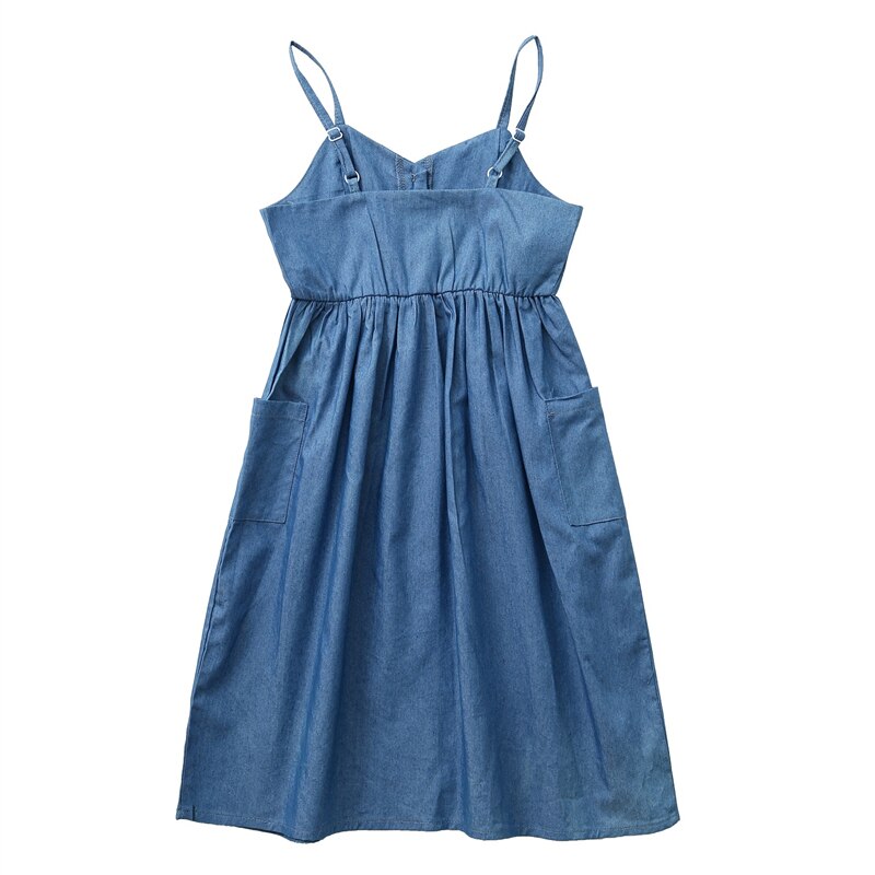 Mutter Tochter Kleid Vorne geknöpft fließend