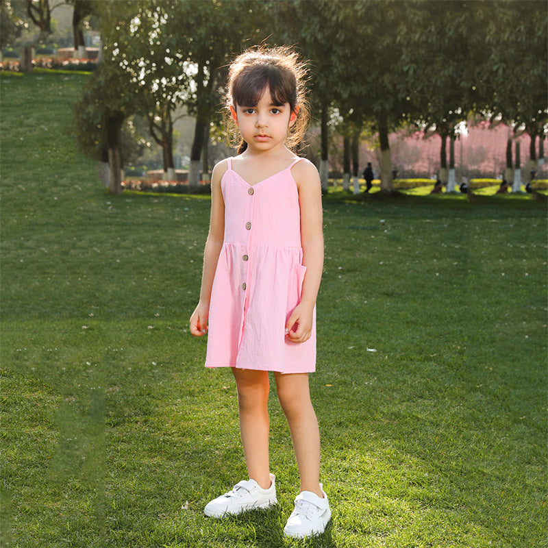 Mutter Tochter Kleid Vorne geknöpft fließend