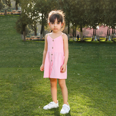 Mutter Tochter Kleid Vorne geknöpft fließend