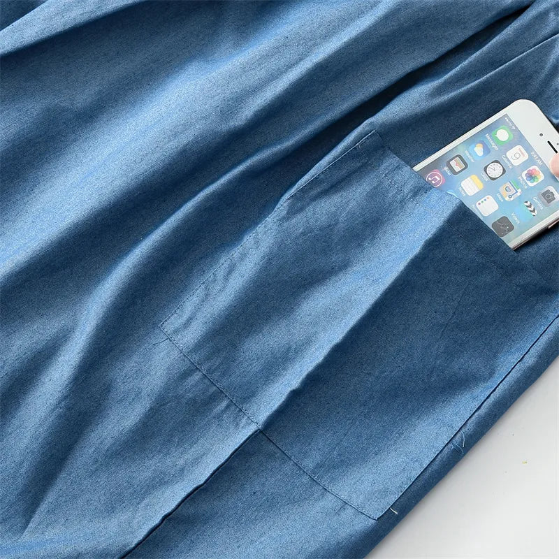 Mutter Tochter Kleid Vorne geknöpft fließend