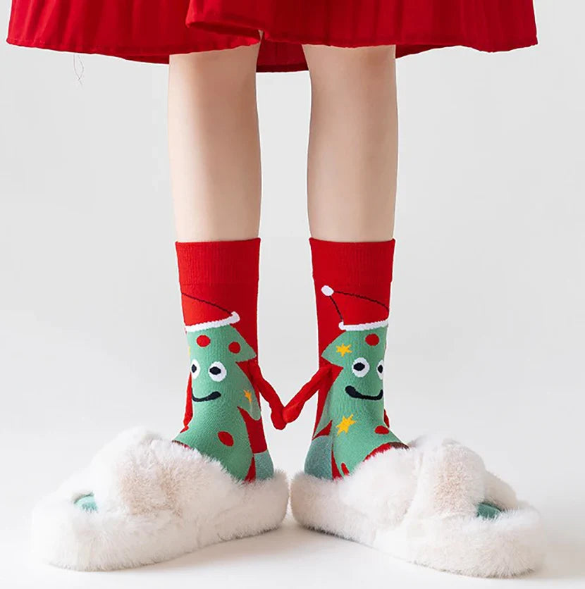 Paar Socken Weihnachtsmann / Weihnachtsbaum