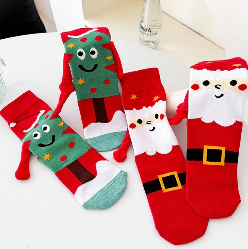 Paar Socken Weihnachtsmann / Weihnachtsbaum