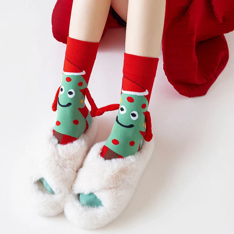 Paar Socken Weihnachtsmann / Weihnachtsbaum