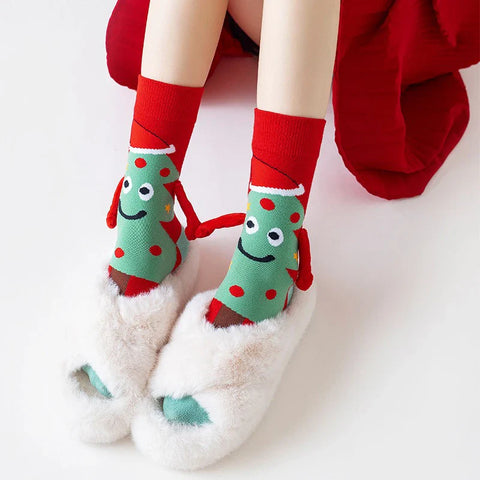 Paar Socken Weihnachtsmann / Weihnachtsbaum