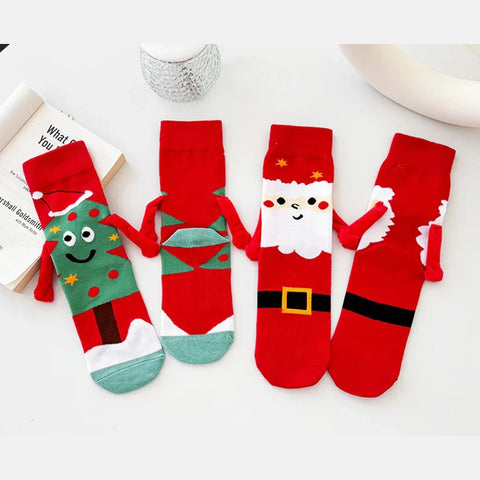 Paar Socken Weihnachtsmann / Weihnachtsbaum