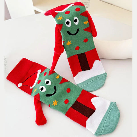 Paar Socken Weihnachtsmann / Weihnachtsbaum