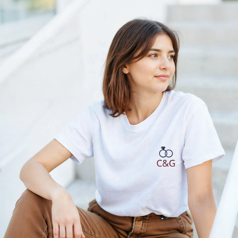 Pärchen T-Shirts mit Stickerei