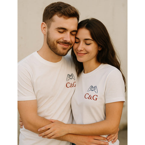 Pärchen T-Shirts mit Stickerei