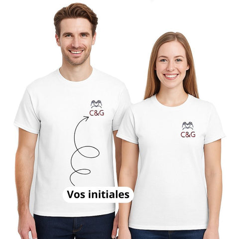Pärchen T-Shirts mit Stickerei