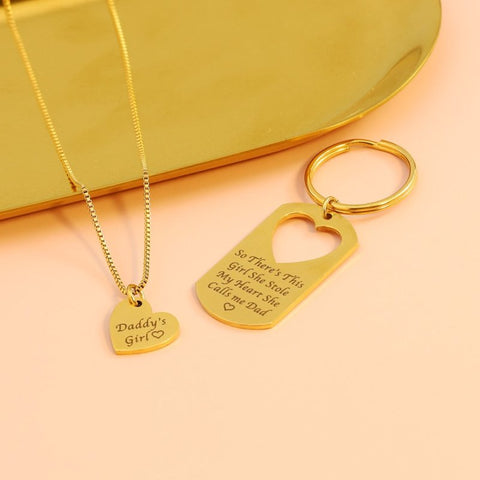 Schlüsselanhänger Familie Halskette Vater und Tochter