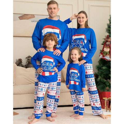 Weihnachten Schlafanzug Familie blau