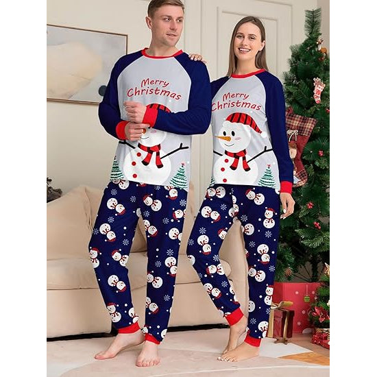 Weihnachts- Schlafanzug- Familie Blau und Rot (Familie/Hund)