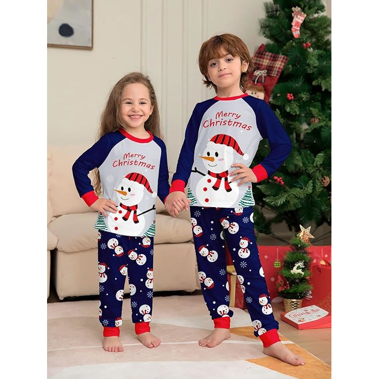 Weihnachts- Schlafanzug- Familie Blau und Rot (Familie/Hund)