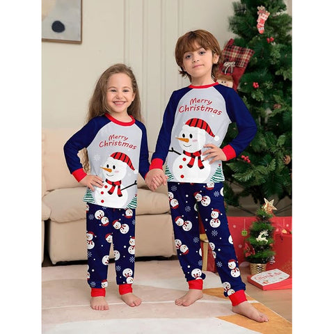 Weihnachts- Schlafanzug- Familie Blau und Rot (Familie/Hund)