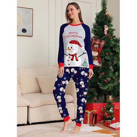 Weihnachts- Schlafanzug- Familie Blau und Rot (Familie/Hund)