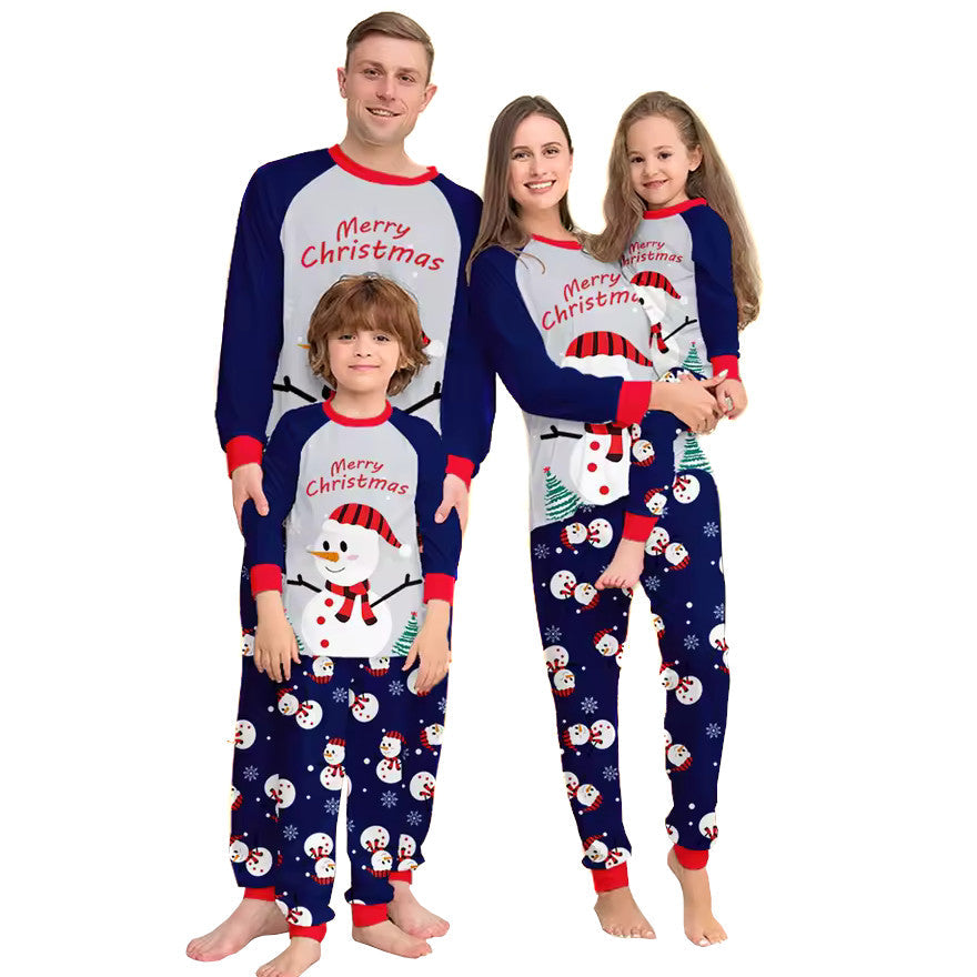 Weihnachts- Schlafanzug- Familie Blau und Rot (Familie/Hund)