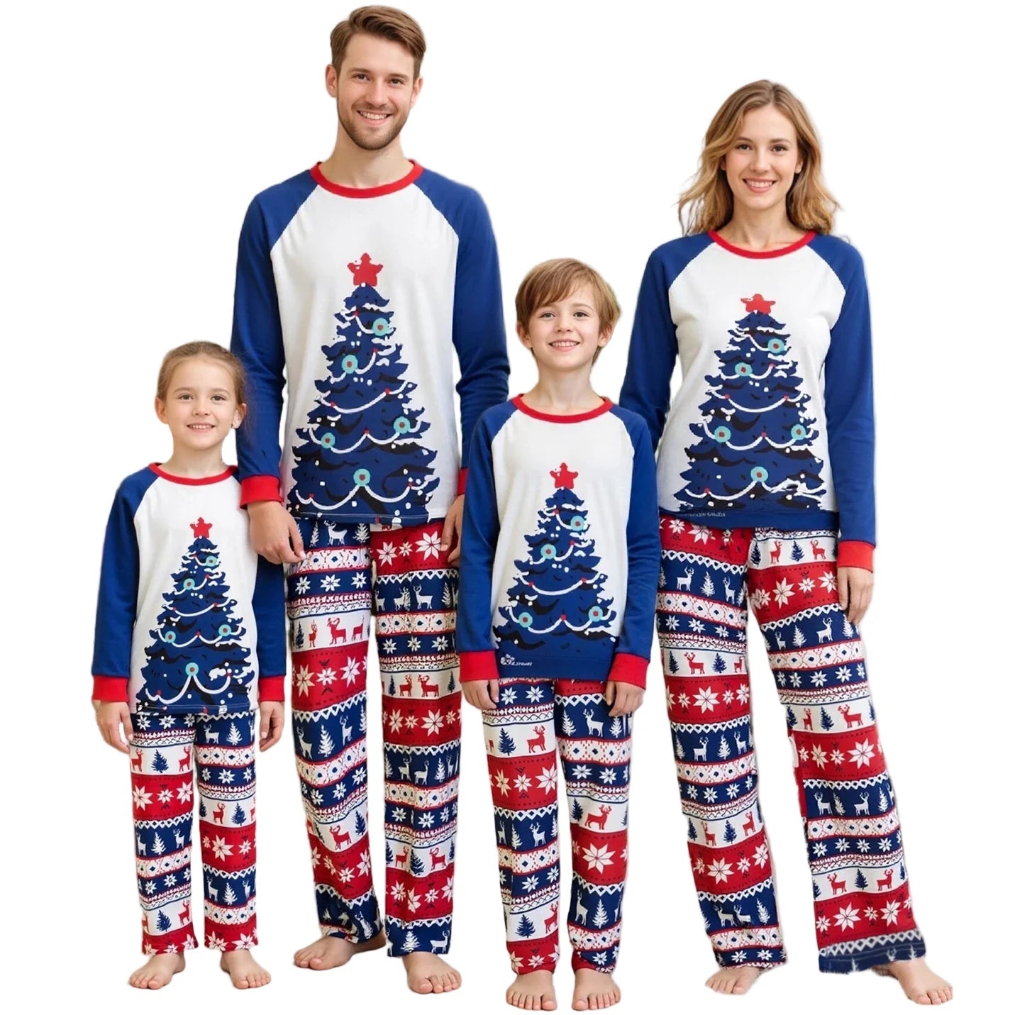 Weihnachts-Schlafanzug- Familie Blau