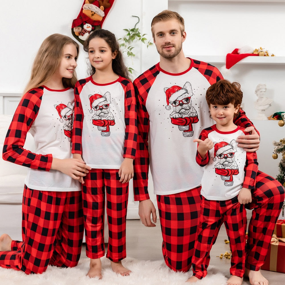 Weihnachts- Schlafanzug-Familie Bulldog