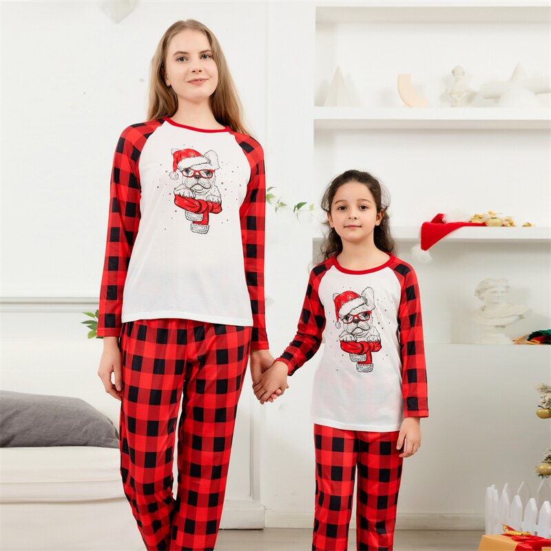 Weihnachts- Schlafanzug-Familie Bulldog