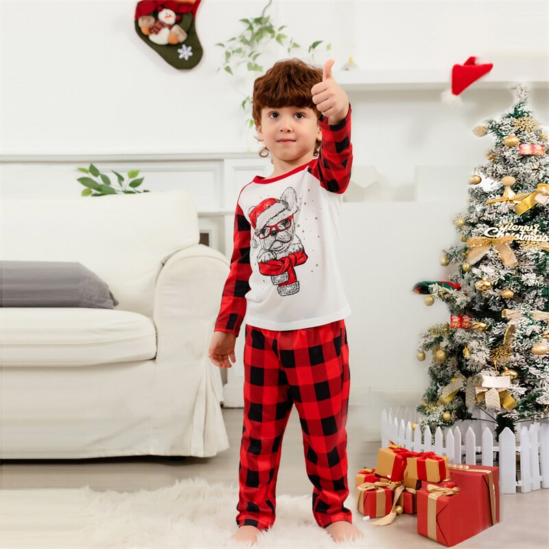 Weihnachts- Schlafanzug-Familie Bulldog