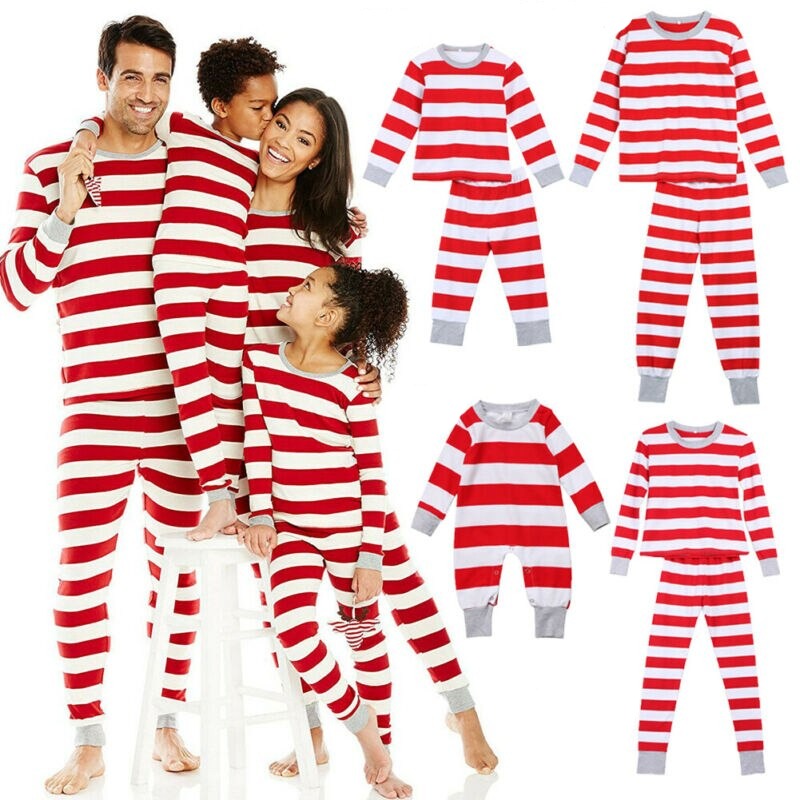 Weihnachts- Schlafanzug- Familie Gestreift Männer Frauen