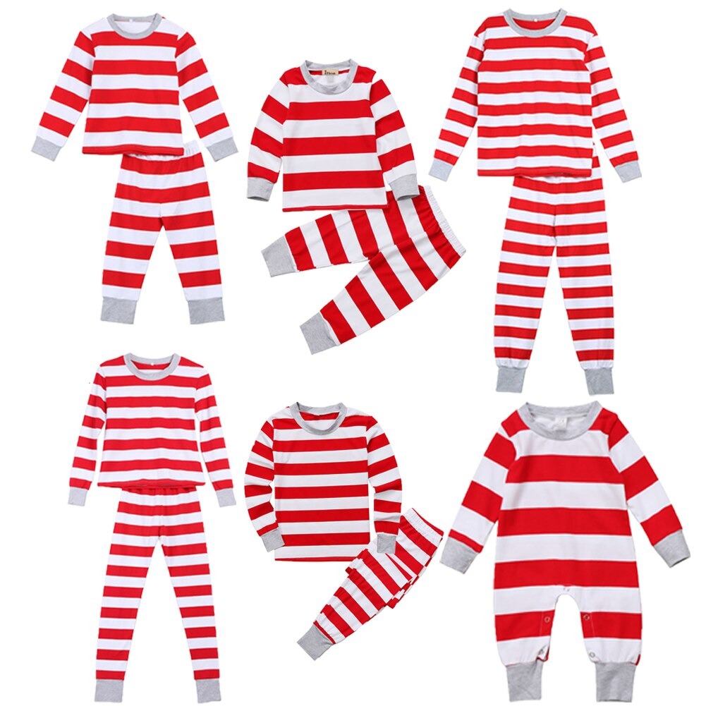 Weihnachts- Schlafanzug- Familie Gestreift Männer Frauen
