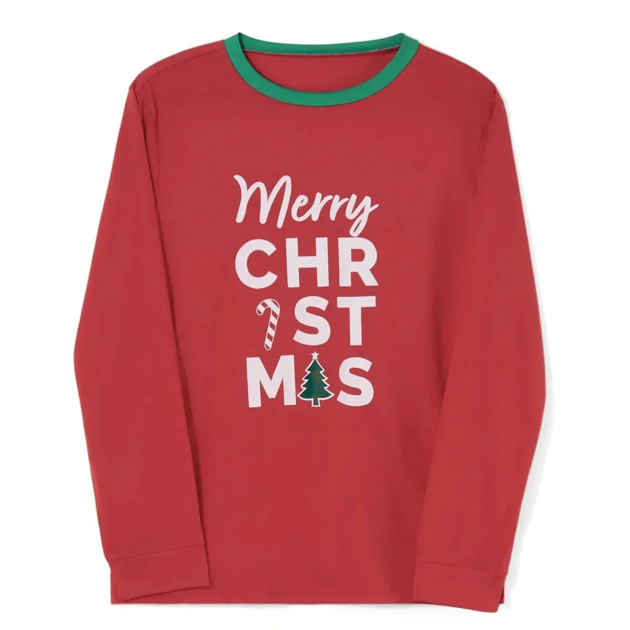 Weihnachts- Schlafanzug- Familie Rot und grün, mit Zuckerstangenmuster