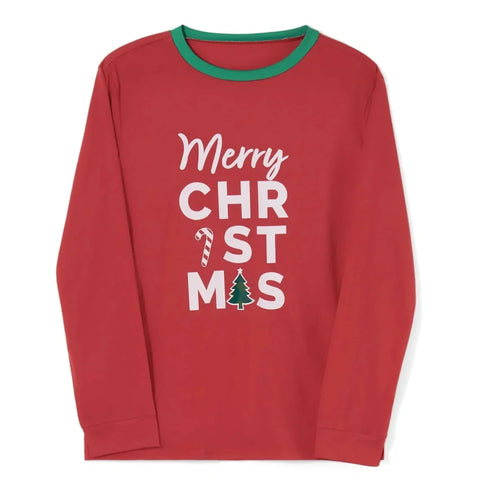 Weihnachts- Schlafanzug- Familie Rot und grün, mit Zuckerstangenmuster