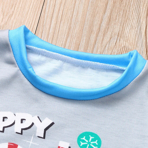 Weihnachts-Schlafanzug- Familie Schneemann Blau